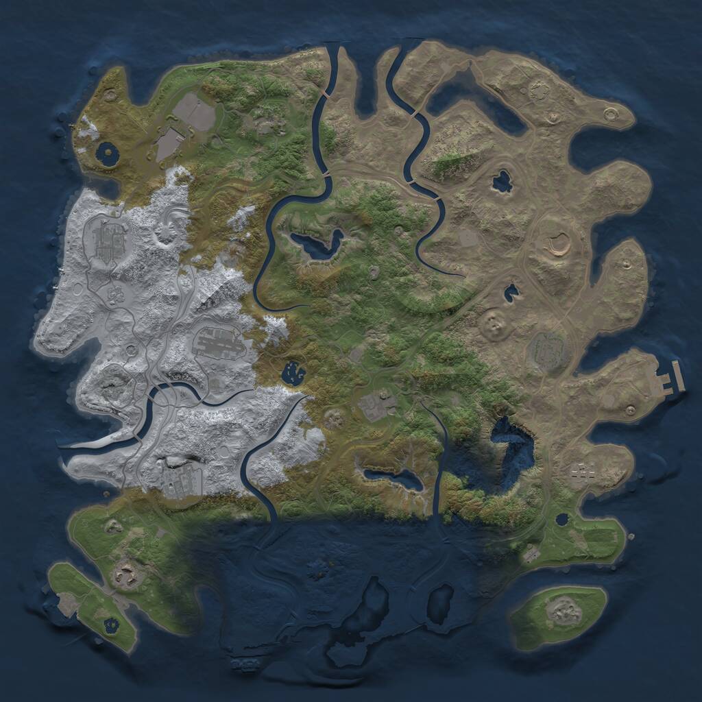 Rust Map: Procedural Map, Size: 4500, Seed: 1287435368, 17 Monuments