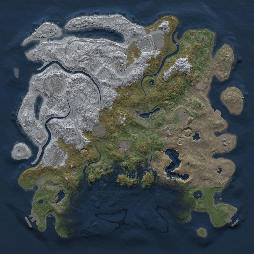 Rust Map: Procedural Map, Size: 4500, Seed: 287188423, 16 Monuments