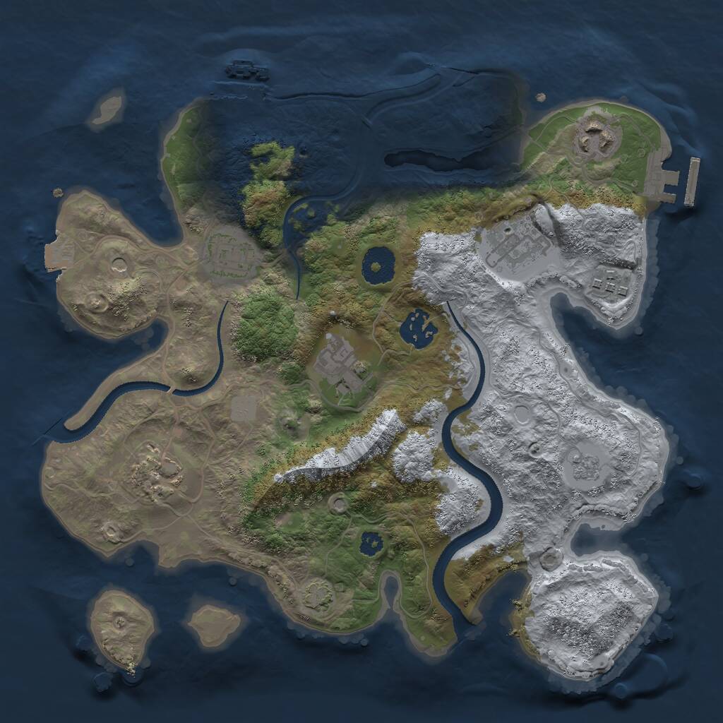 Rust Map: Procedural Map, Size: 3000, Seed: 96322, 13 Monuments
