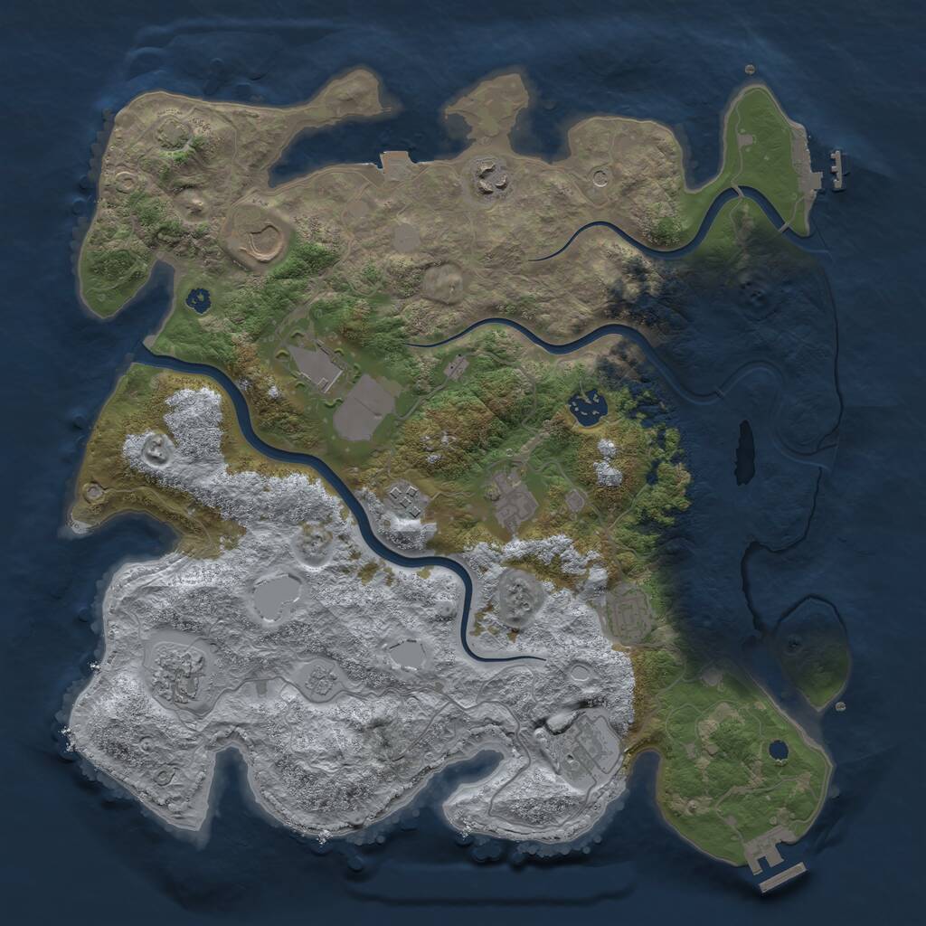 Rust Map: Procedural Map, Size: 3800, Seed: 1918589501, 15 Monuments