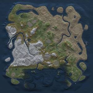 Thumbnail Rust Map: Procedural Map, Size: 4500, Seed: 35758976, 17 Monuments