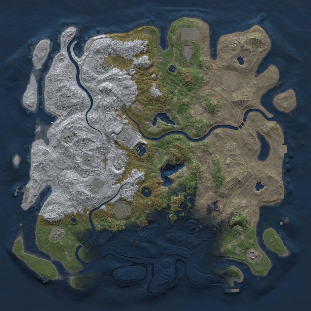 Rust Map: Procedural Map, Size: 4500, Seed: 1365076576, 16 Monuments