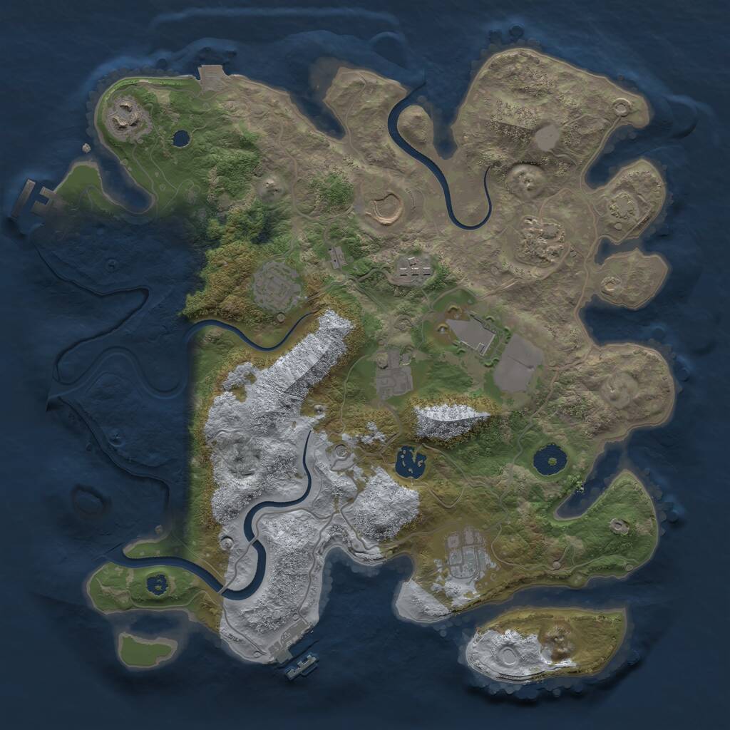 Rust Map: Procedural Map, Size: 3500, Seed: 1455317536, 14 Monuments