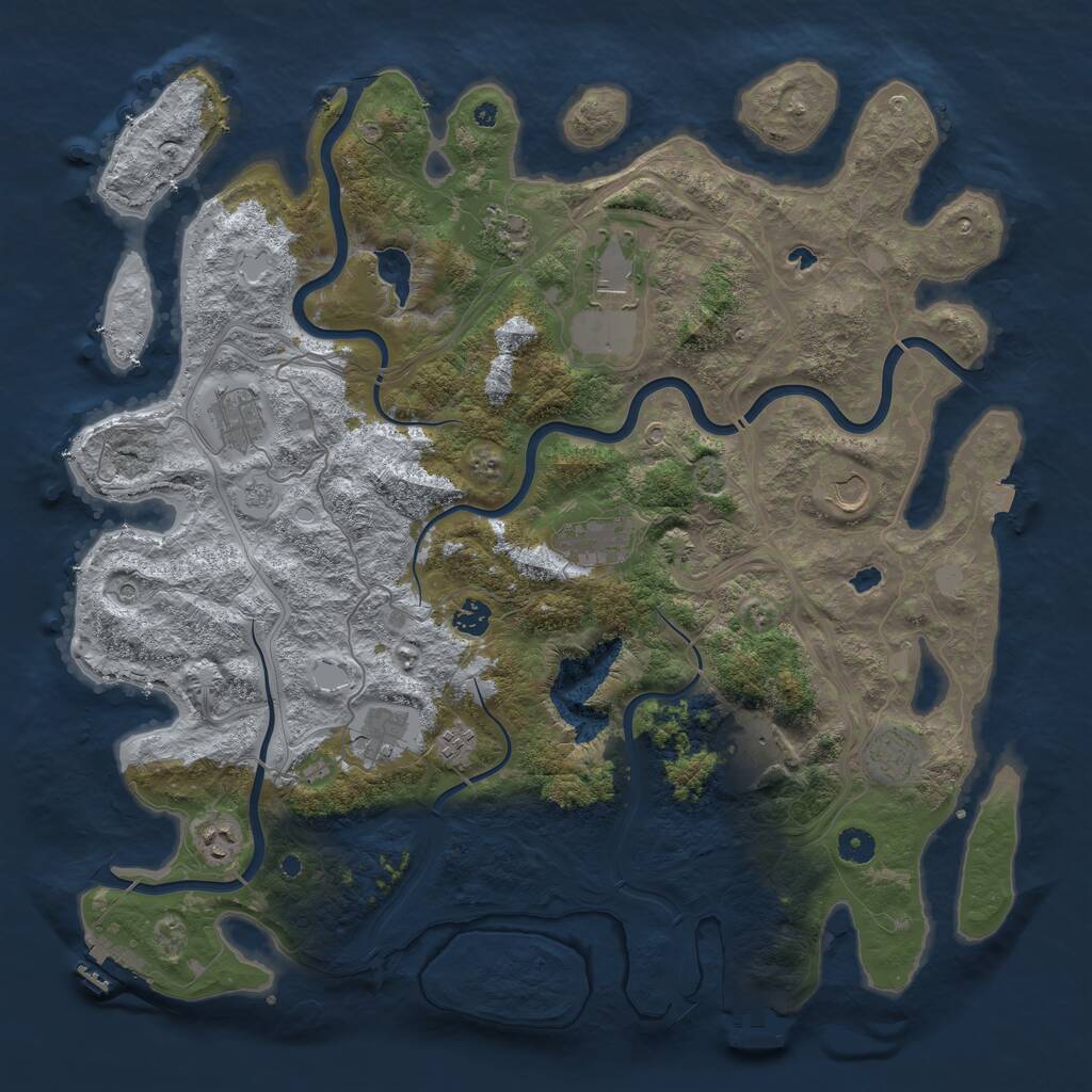 Rust Map: Procedural Map, Size: 4500, Seed: 692769044, 17 Monuments
