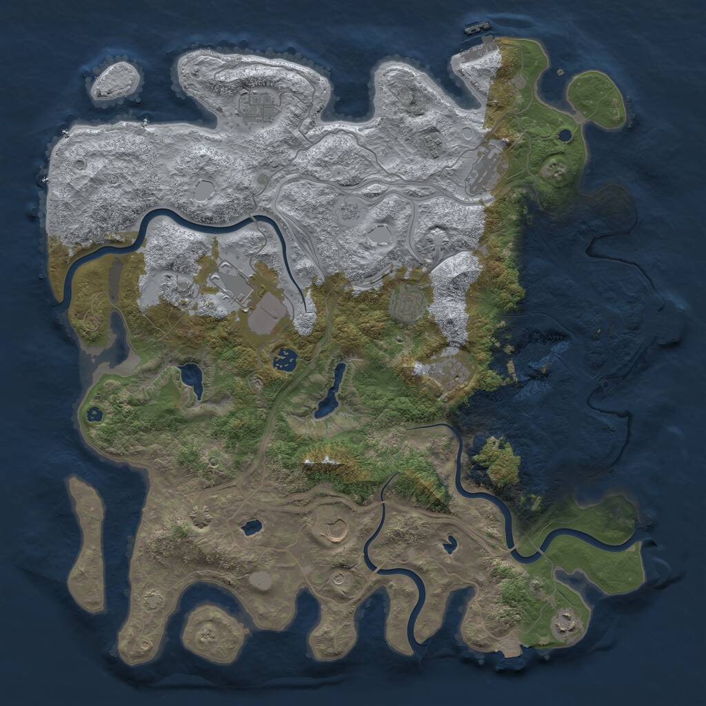 Rust Map: Procedural Map, Size: 4500, Seed: 1583897185, 16 Monuments