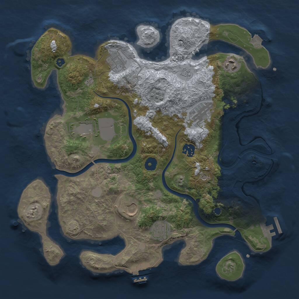 Rust Map: Procedural Map, Size: 3500, Seed: 577125657, 14 Monuments