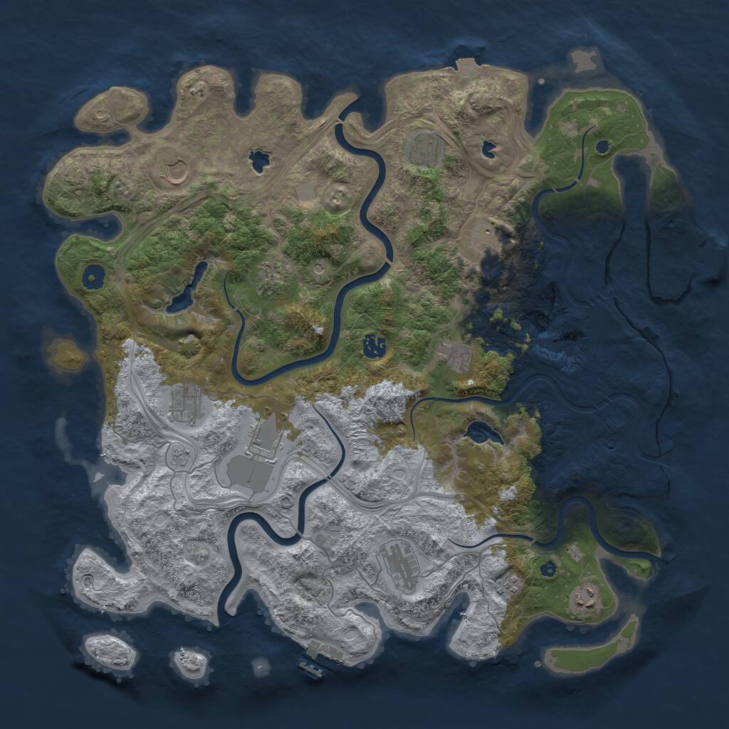 Rust Map: Procedural Map, Size: 4500, Seed: 2228, 17 Monuments