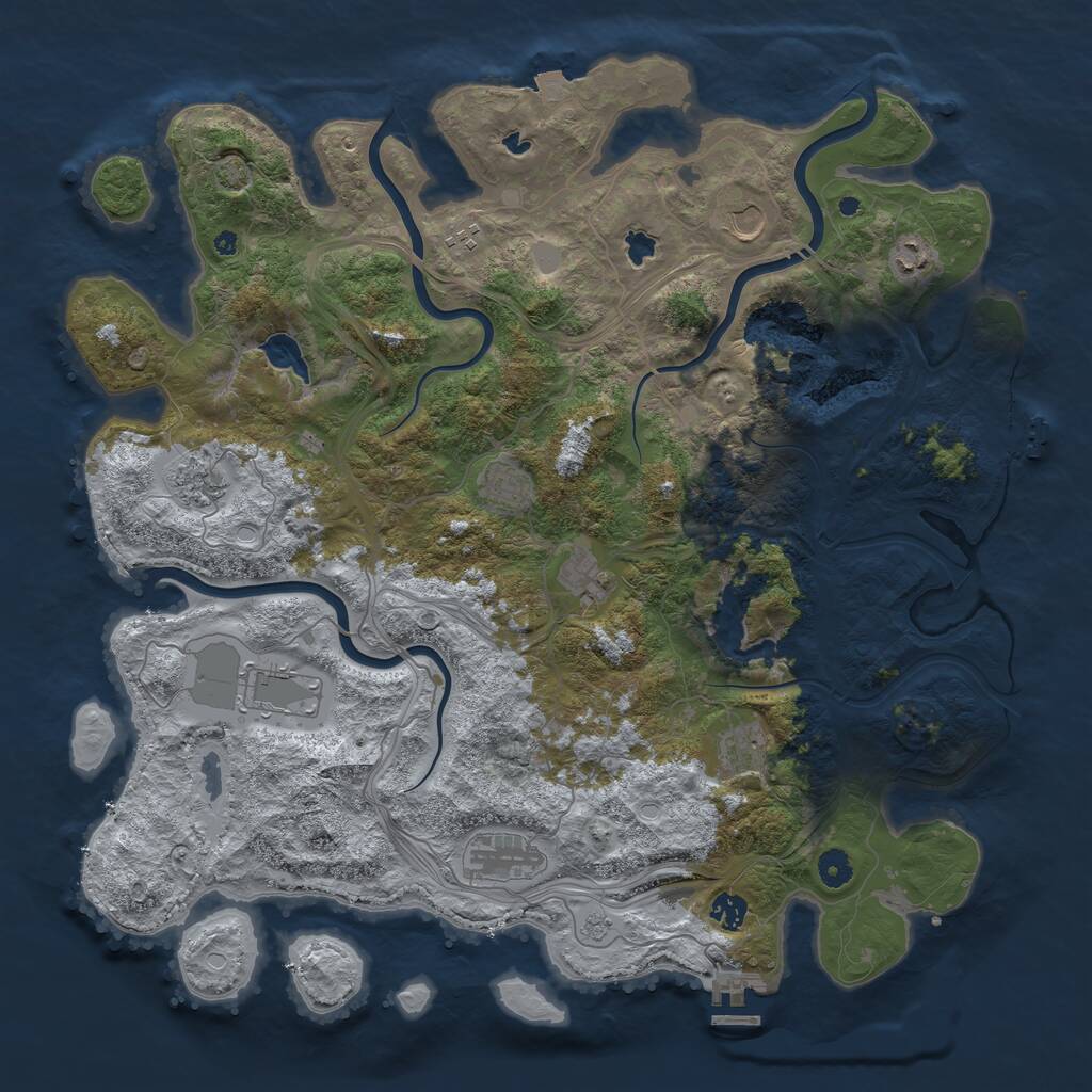 Rust Map: Procedural Map, Size: 4500, Seed: 282603452, 16 Monuments