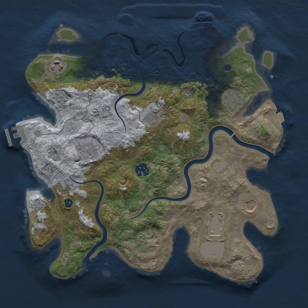 Rust Map: Procedural Map, Size: 3500, Seed: 1114245278, 15 Monuments