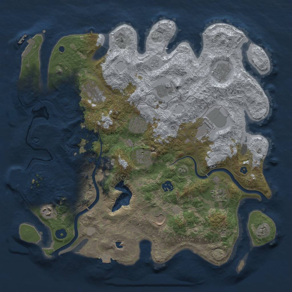 Rust Map: Procedural Map, Size: 4000, Seed: 2070102783, 17 Monuments