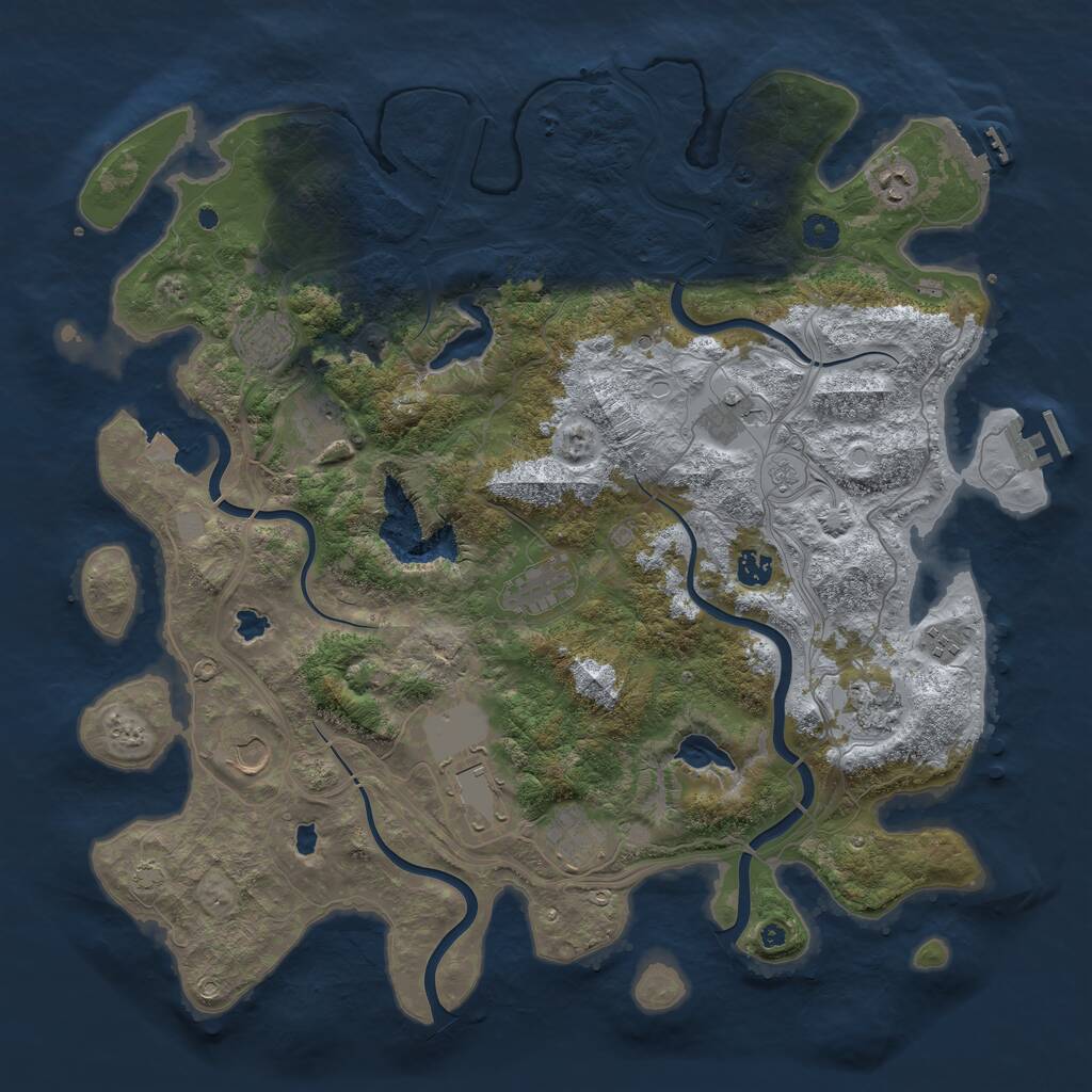 Rust Map: Procedural Map, Size: 4500, Seed: 127568624, 17 Monuments
