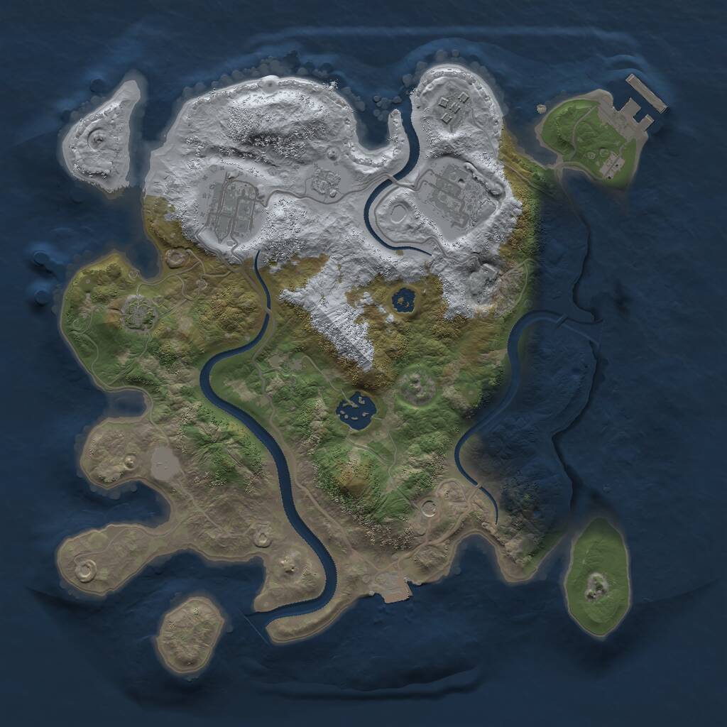 Rust Map: Procedural Map, Size: 3000, Seed: 10021, 9 Monuments