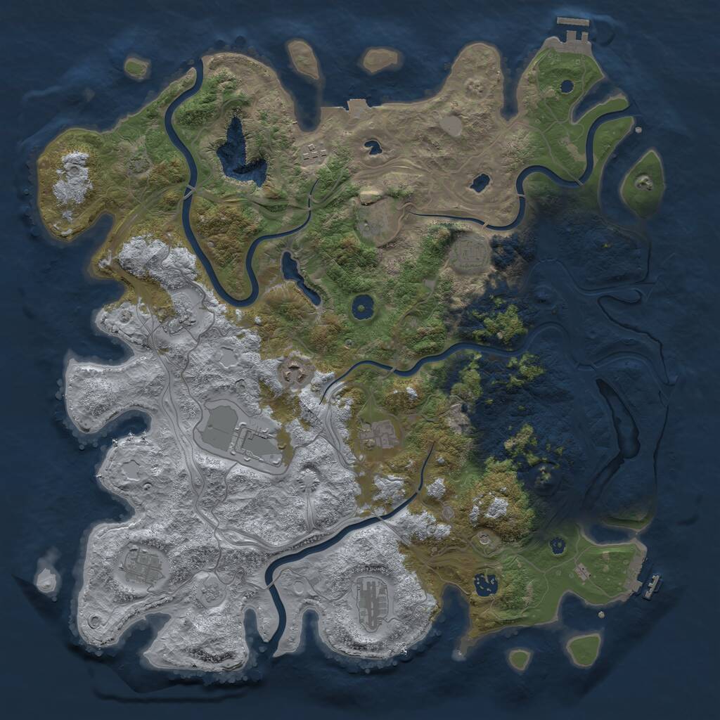Rust Map: Procedural Map, Size: 4500, Seed: 431783440, 16 Monuments