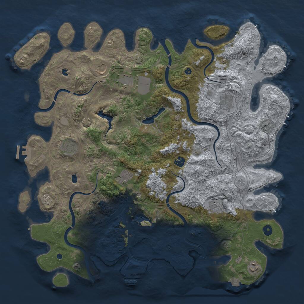 Rust Map: Procedural Map, Size: 4500, Seed: 1135919490, 15 Monuments