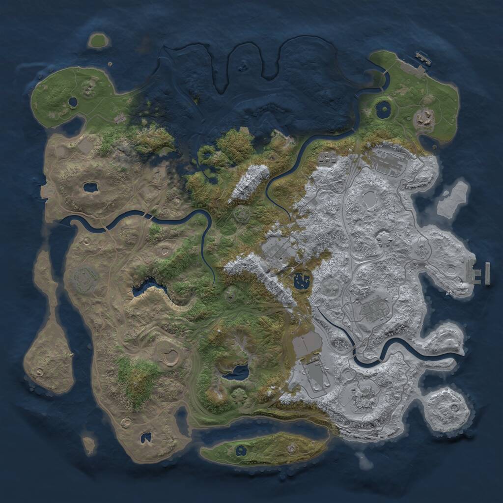 Rust Map: Procedural Map, Size: 4500, Seed: 31235609, 17 Monuments