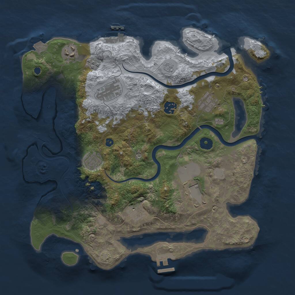 Rust Map: Procedural Map, Size: 3500, Seed: 1466853796, 14 Monuments