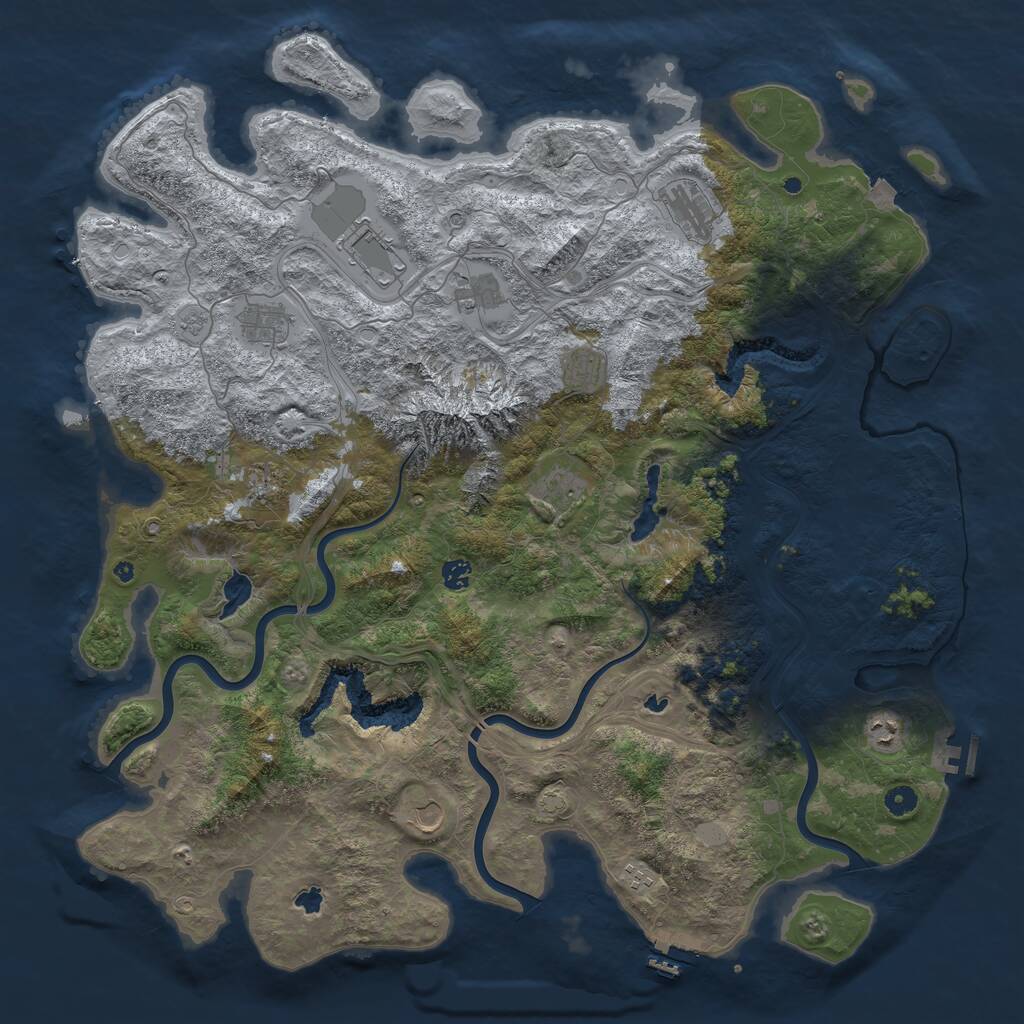 Rust Map: Procedural Map, Size: 5000, Seed: 692920367, 17 Monuments