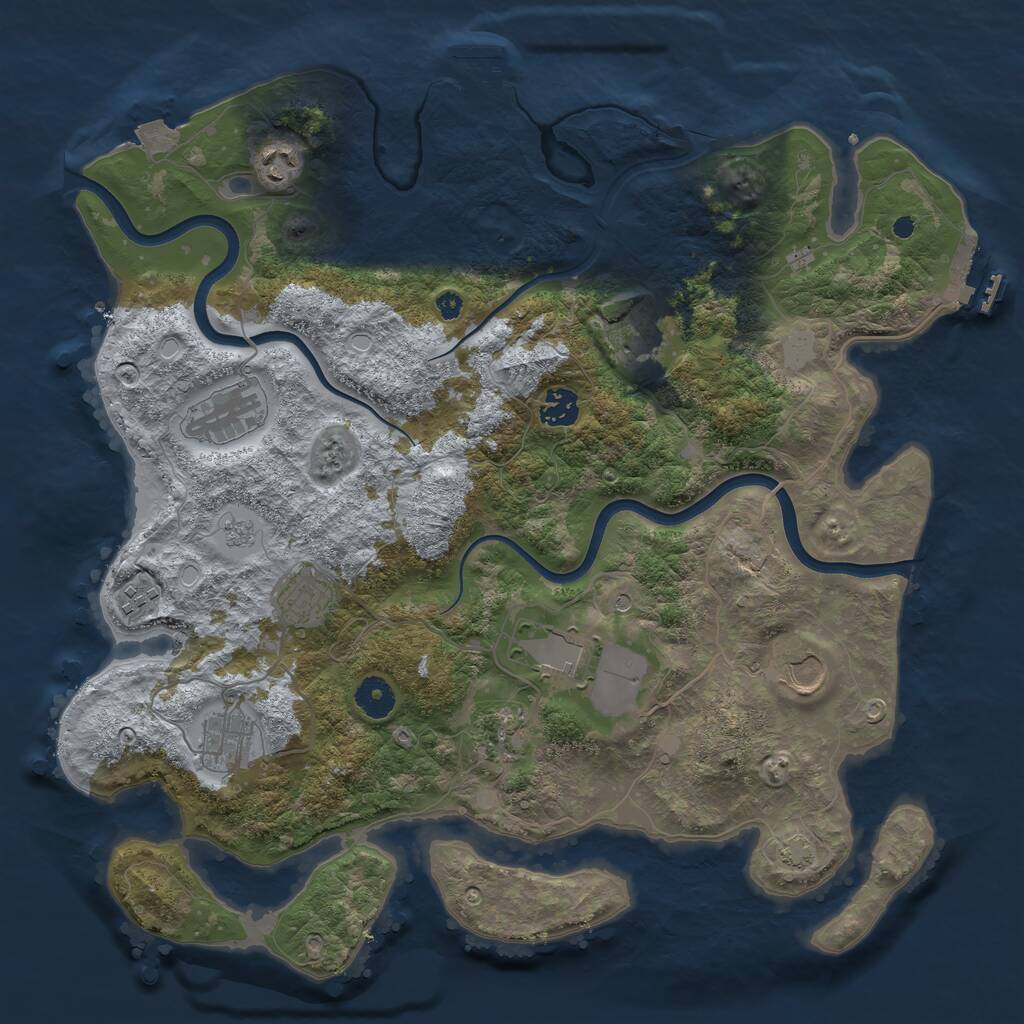 Rust Map: Procedural Map, Size: 3900, Seed: 992019492, 16 Monuments