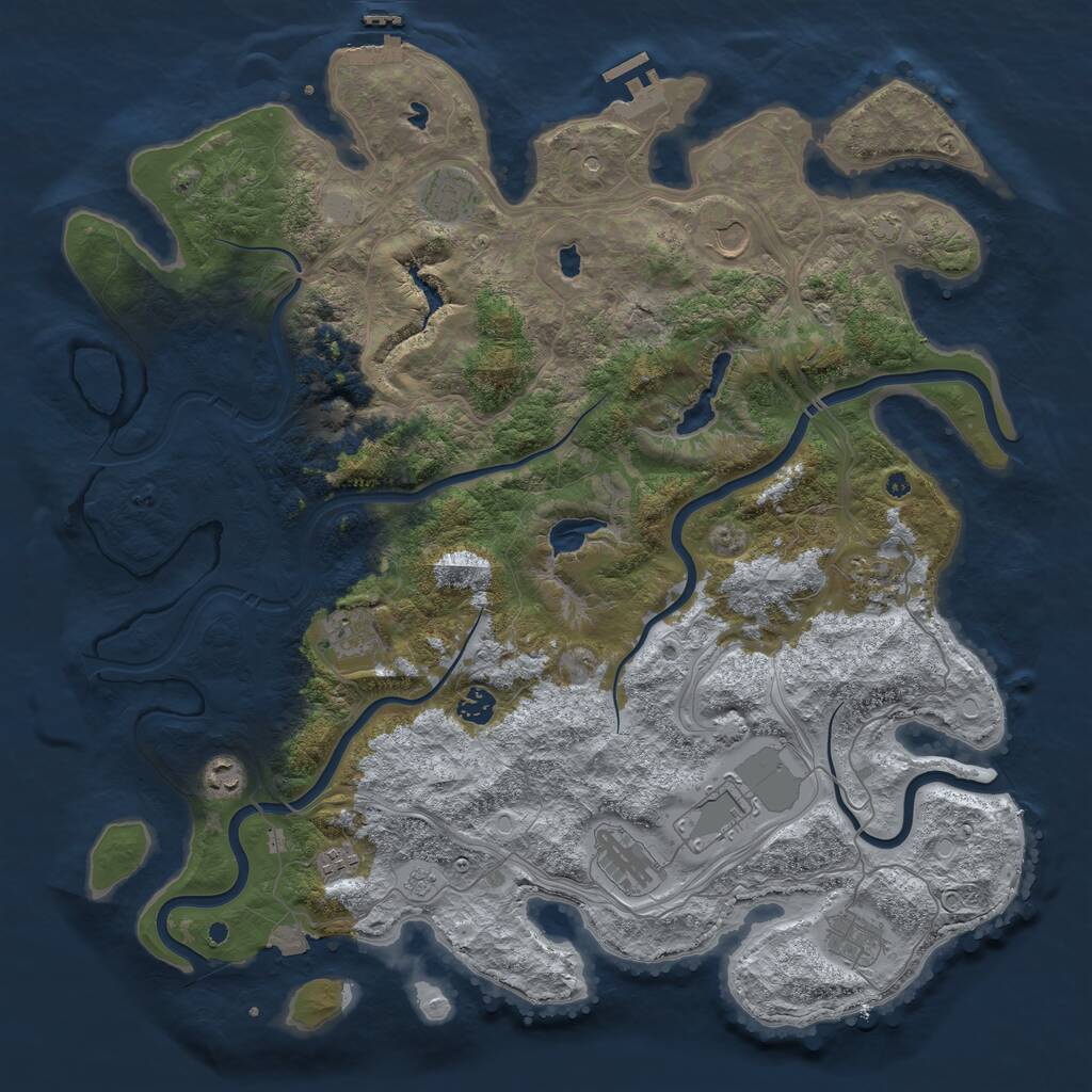 Rust Map: Procedural Map, Size: 4500, Seed: 49956228, 16 Monuments