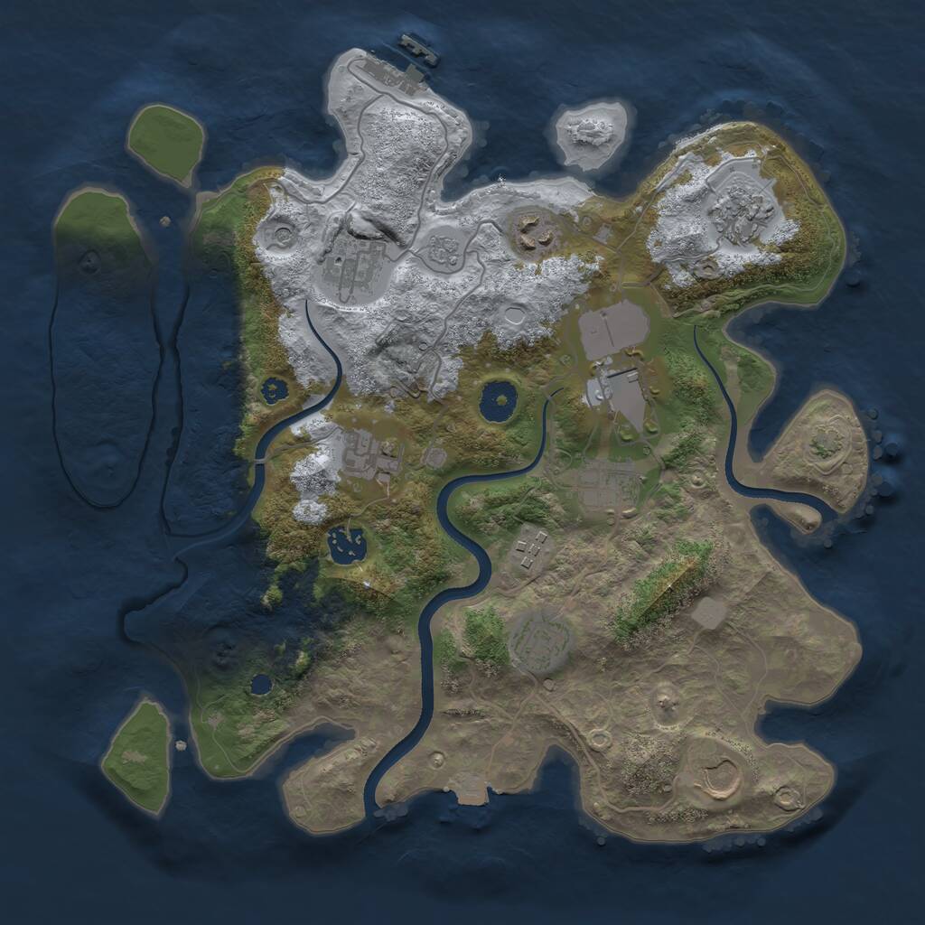 Rust Map: Procedural Map, Size: 3500, Seed: 2041125464, 15 Monuments