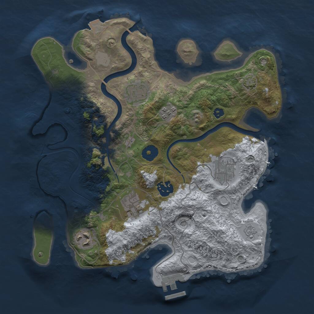 Rust Map: Procedural Map, Size: 3000, Seed: 8623057, 11 Monuments