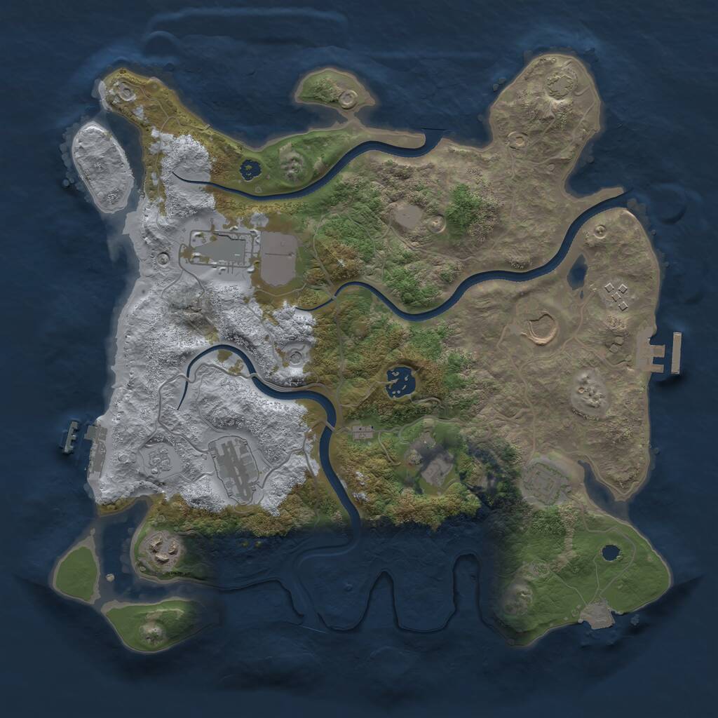 Rust Map: Procedural Map, Size: 3500, Seed: 1176263229, 14 Monuments
