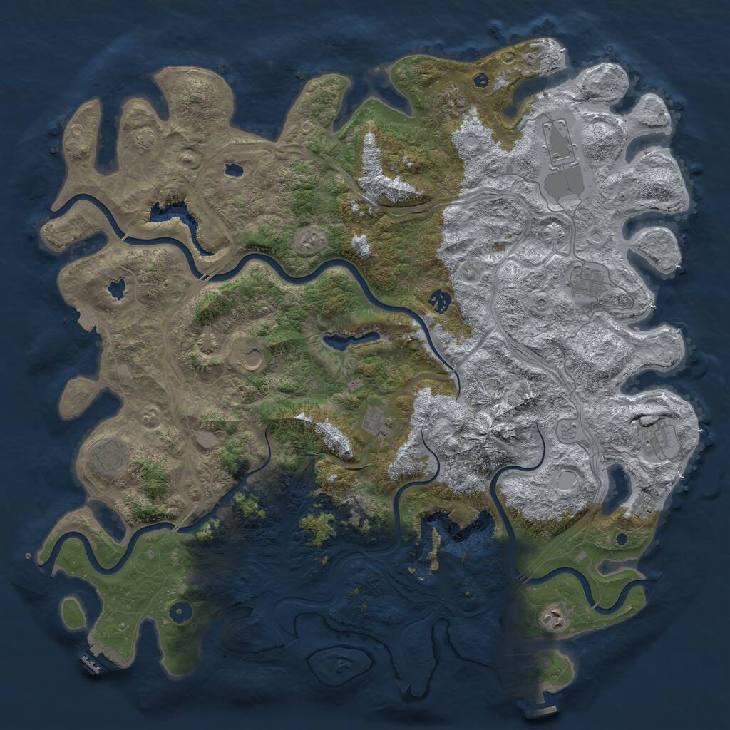 Rust Map: Procedural Map, Size: 5000, Seed: 1157215487, 16 Monuments
