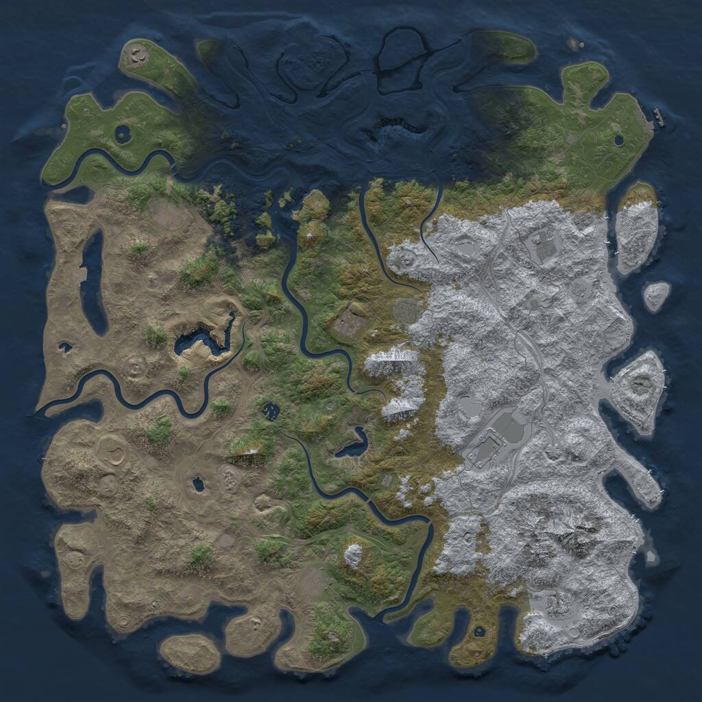 Rust Map: Procedural Map, Size: 6000, Seed: 432487, 17 Monuments