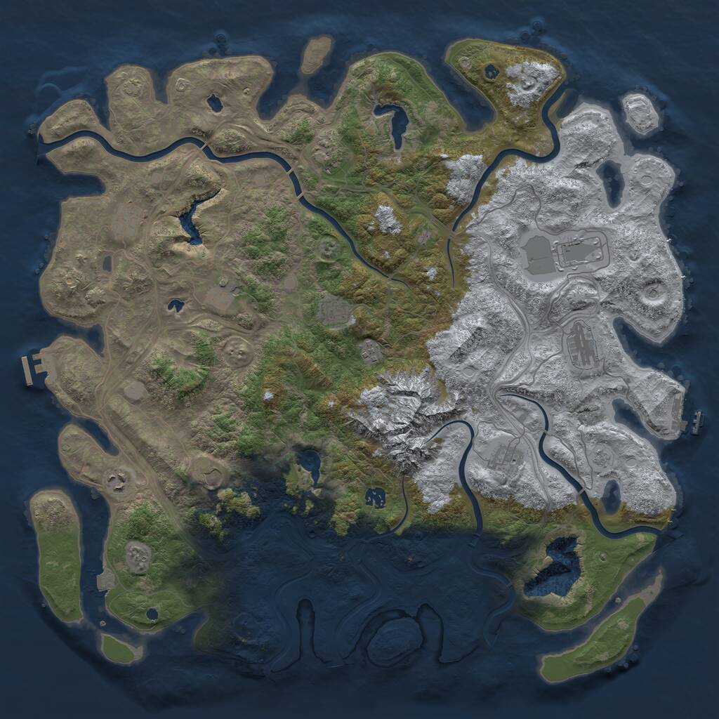 Rust Map: Procedural Map, Size: 5000, Seed: 532220953, 17 Monuments