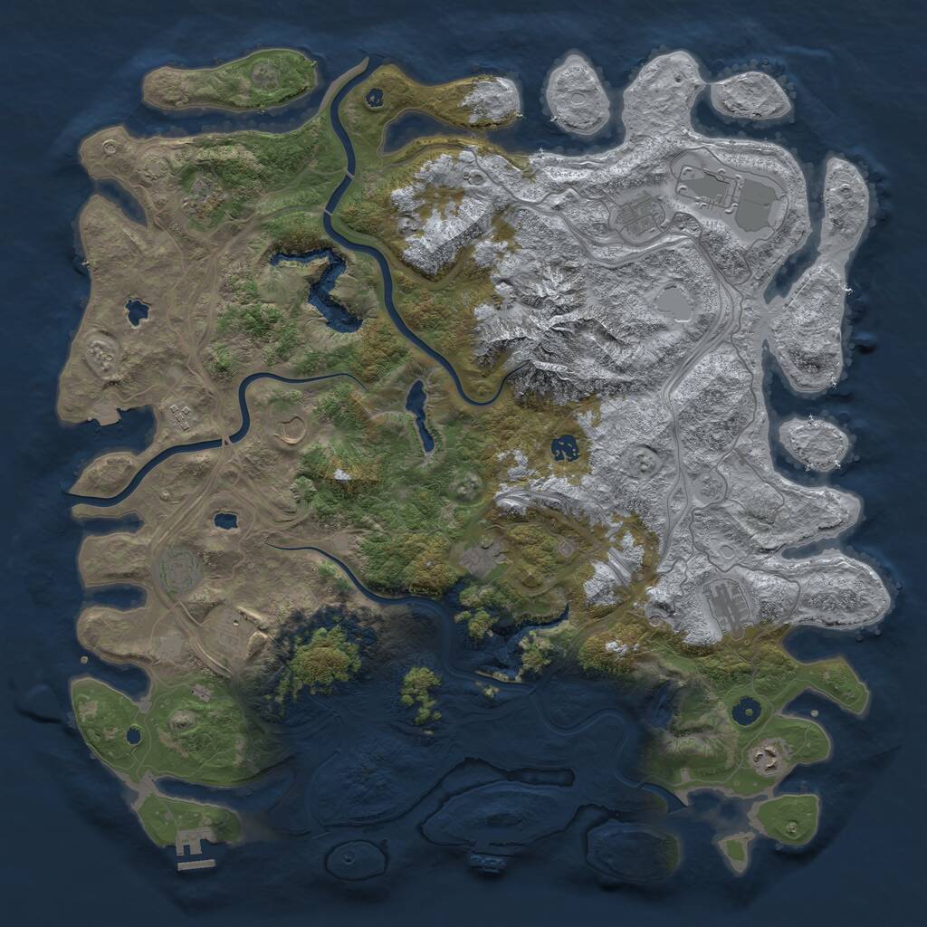 Rust Map: Procedural Map, Size: 5000, Seed: 11737, 17 Monuments