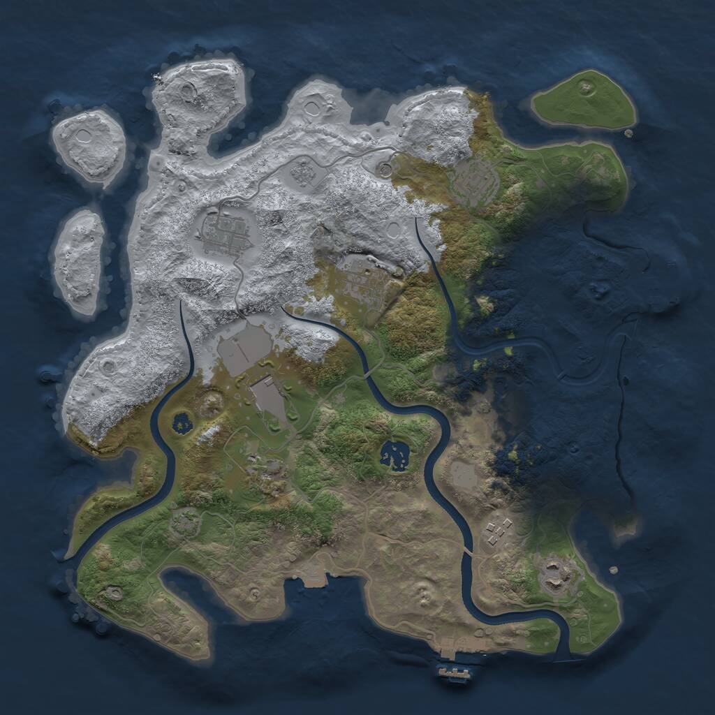 Rust Map: Procedural Map, Size: 3500, Seed: 675418946, 15 Monuments
