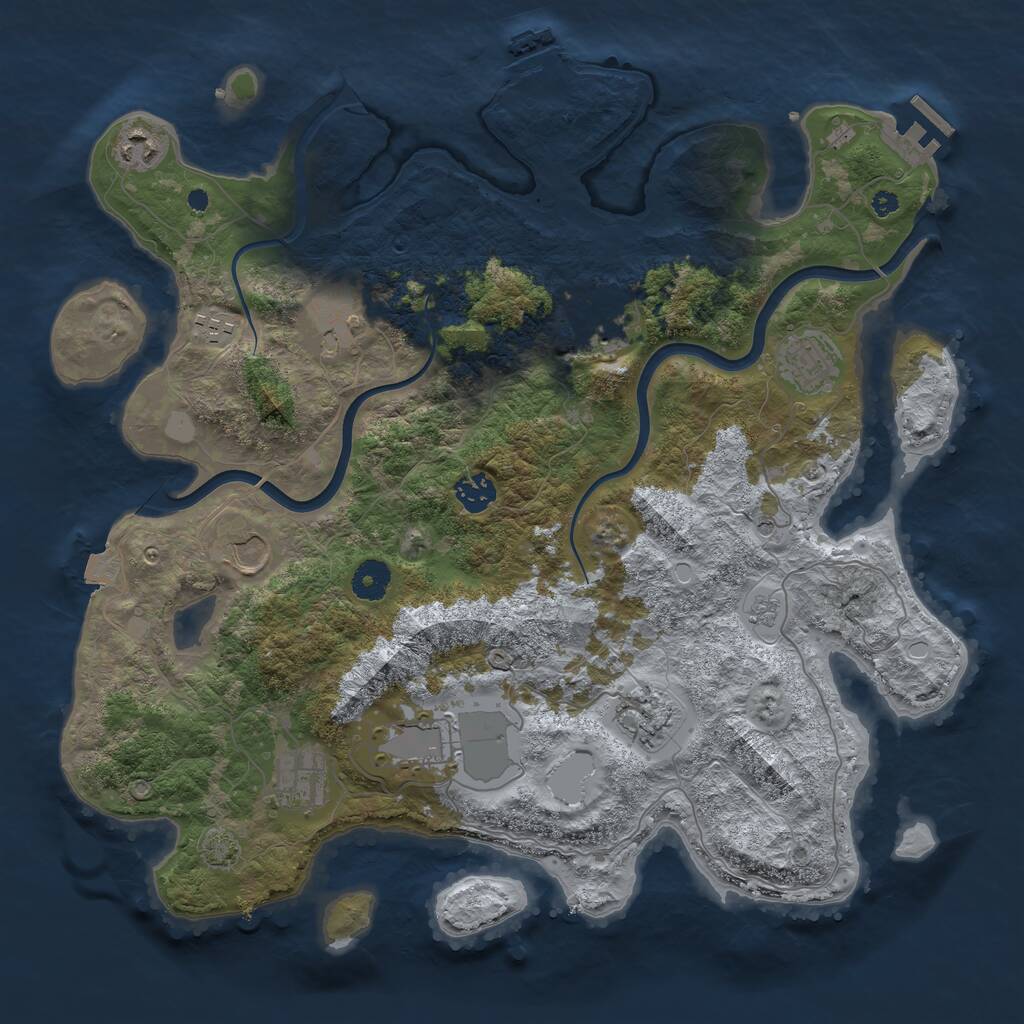 Rust Map: Procedural Map, Size: 3900, Seed: 115987, 16 Monuments