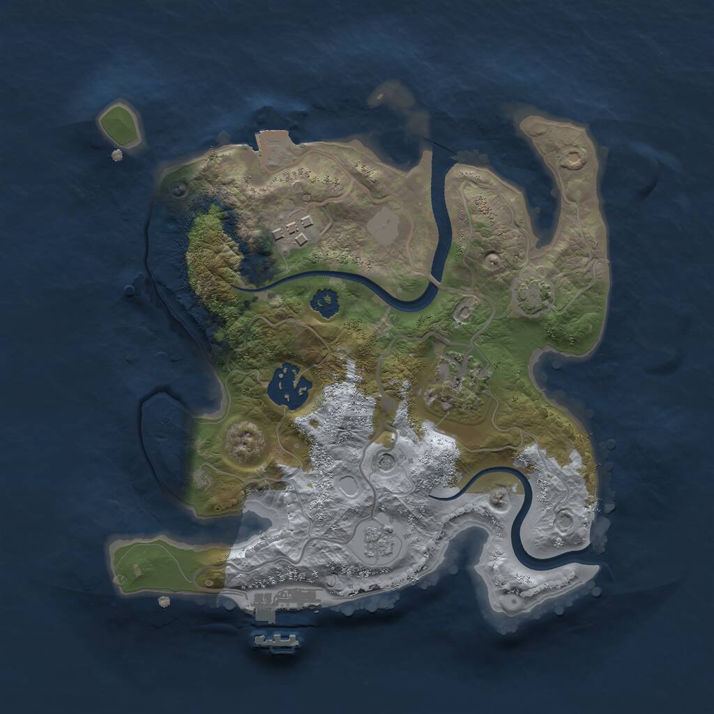 Rust Map: Procedural Map, Size: 2500, Seed: 75758493, 8 Monuments