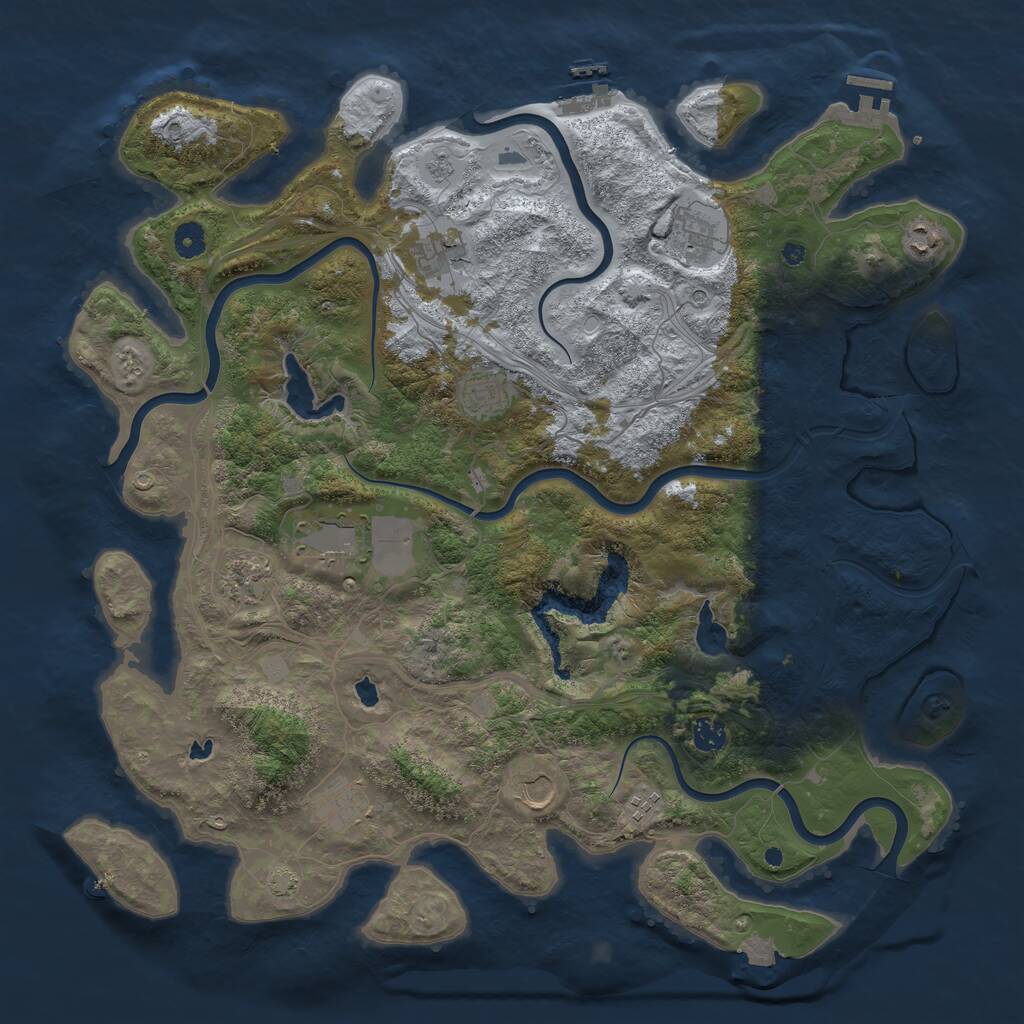 Rust Map: Procedural Map, Size: 4500, Seed: 901890341, 16 Monuments