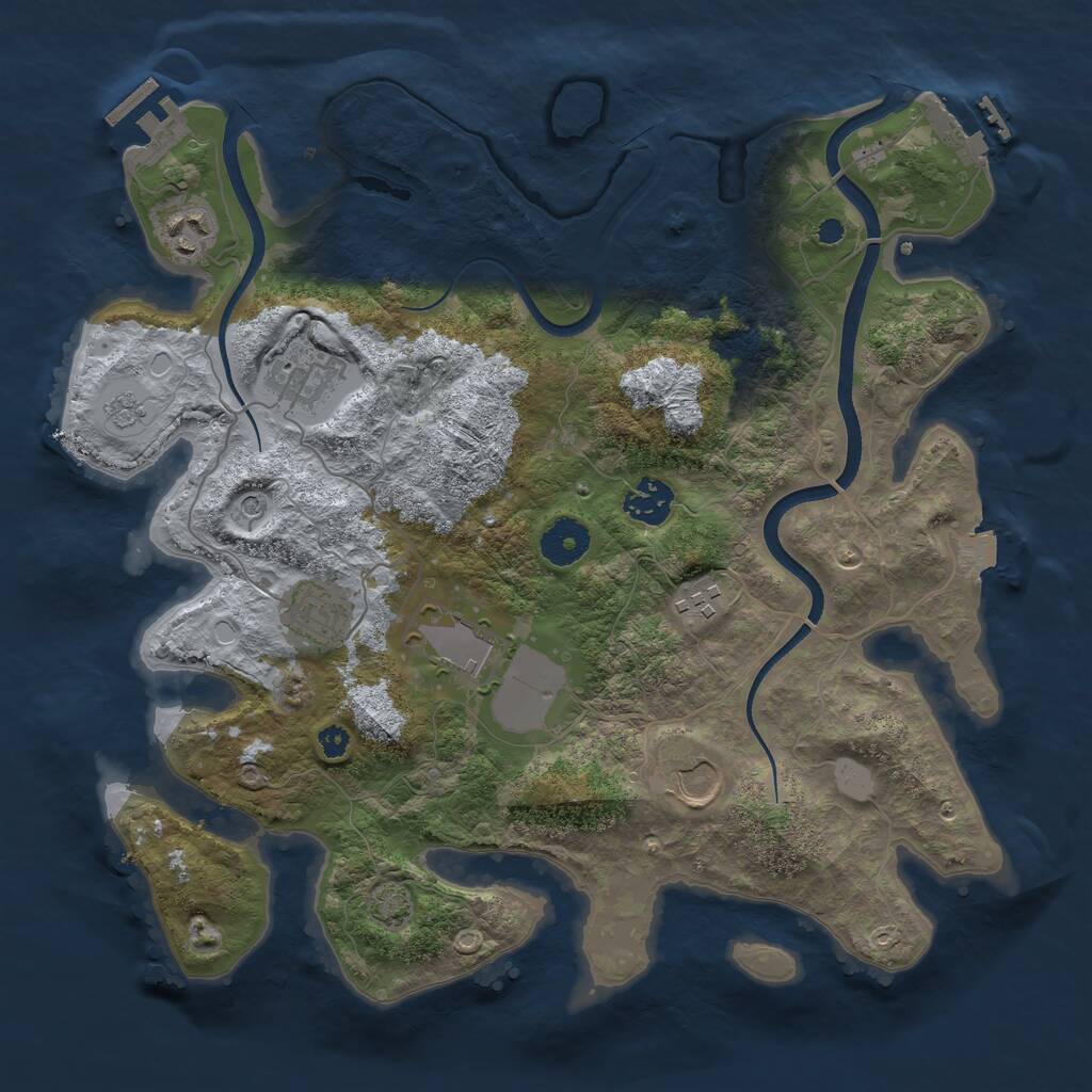 Rust Map: Procedural Map, Size: 3500, Seed: 505440915, 13 Monuments