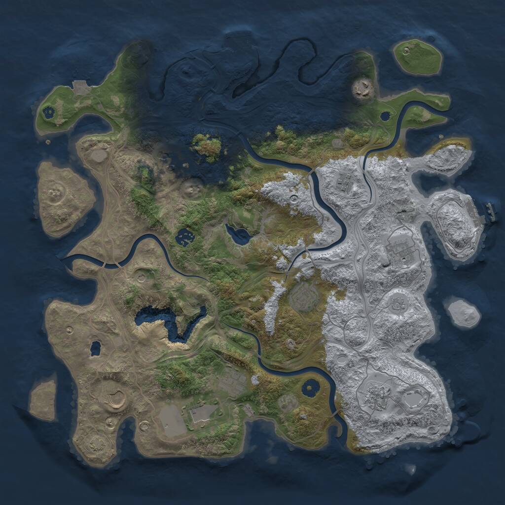 Rust Map: Procedural Map, Size: 4250, Seed: 835518796, 16 Monuments