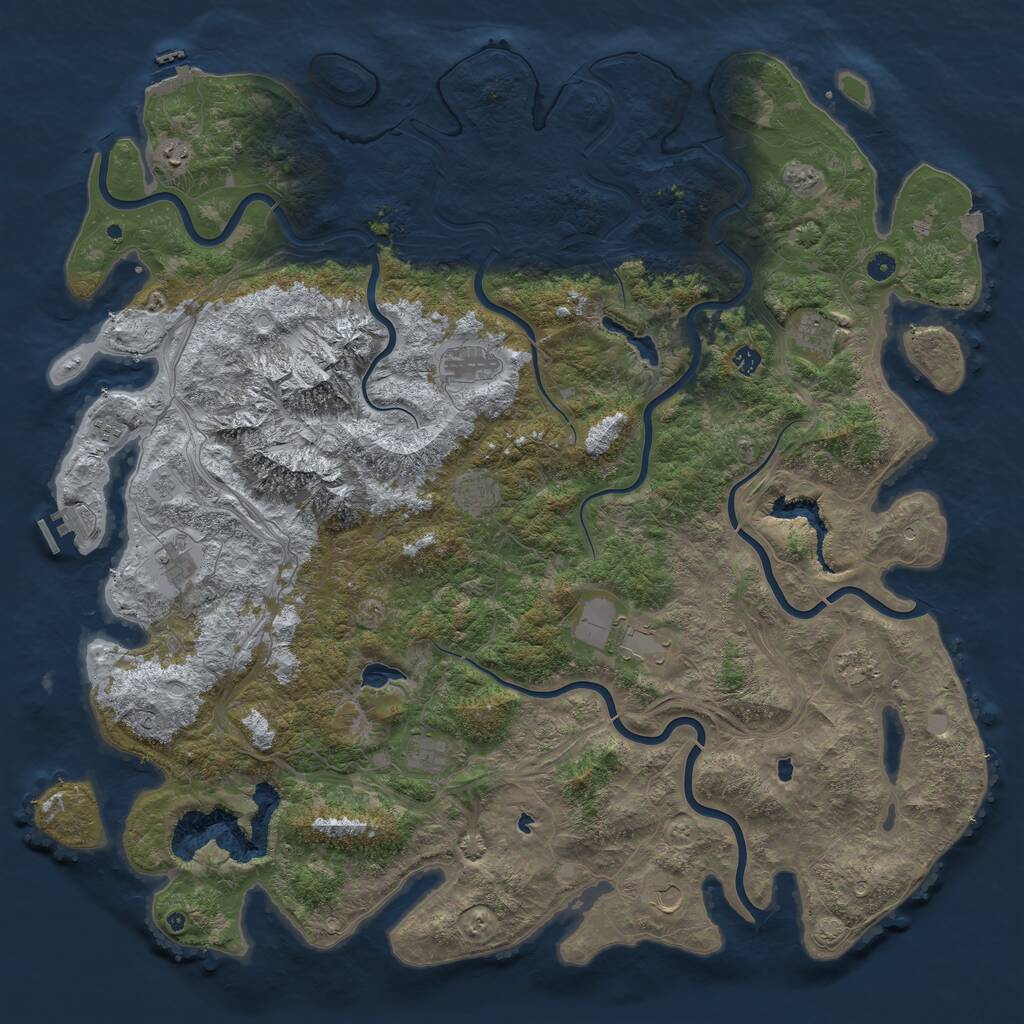 Rust Map: Procedural Map, Size: 5600, Seed: 117018980, 17 Monuments