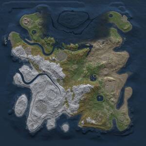 Thumbnail Rust Map: Procedural Map, Size: 3250, Seed: 2048945499, 13 Monuments