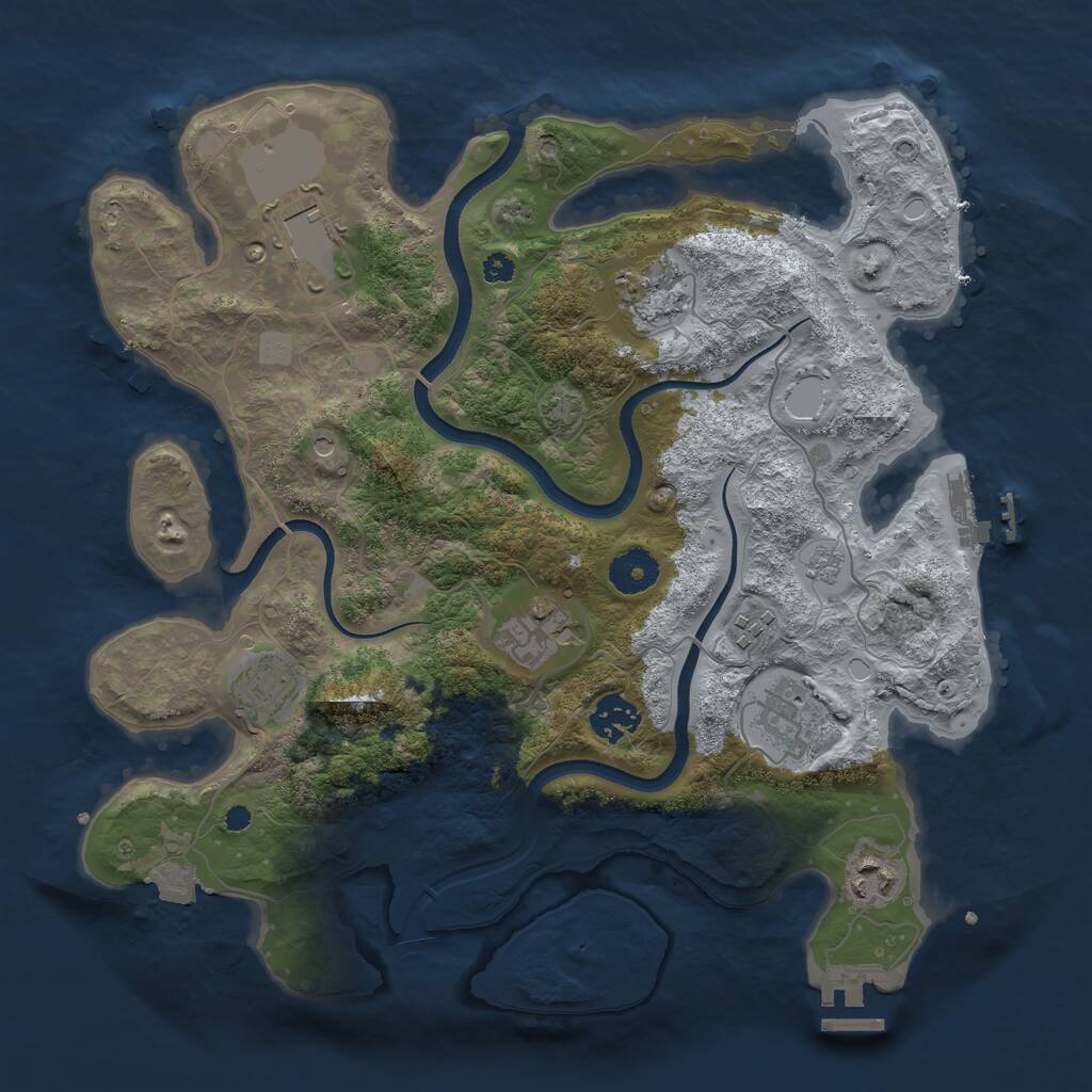 Rust Map: Procedural Map, Size: 3500, Seed: 1766107436, 14 Monuments