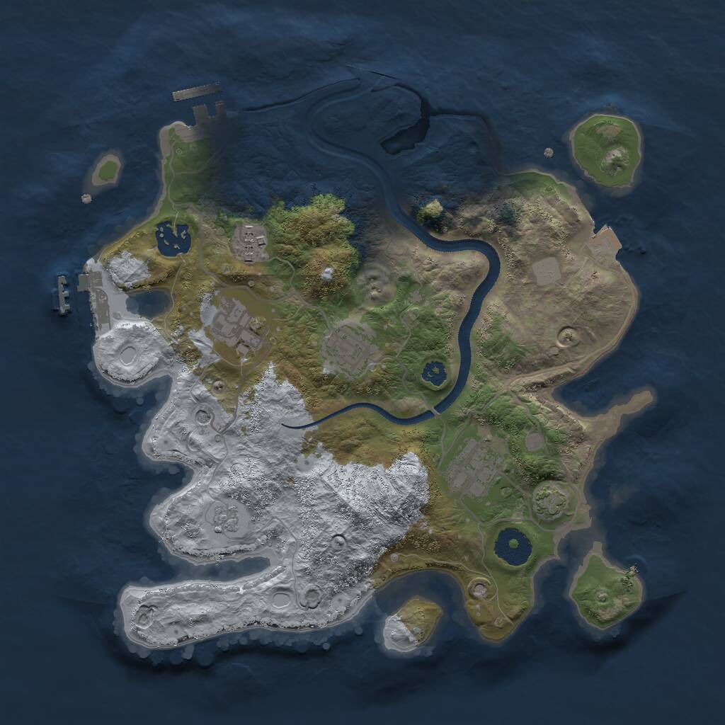 Rust Map: Procedural Map, Size: 3000, Seed: 1256188169, 11 Monuments