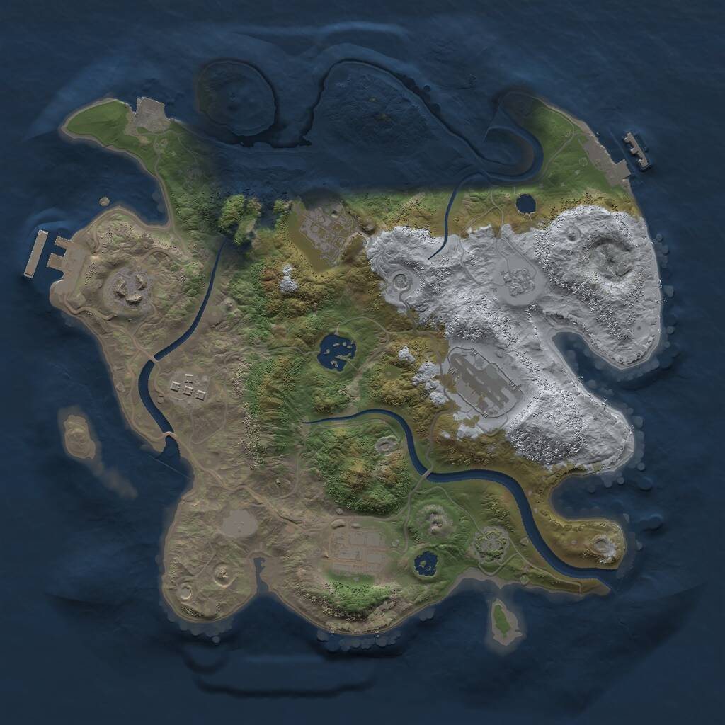 Rust Map: Procedural Map, Size: 3000, Seed: 1971919140, 12 Monuments