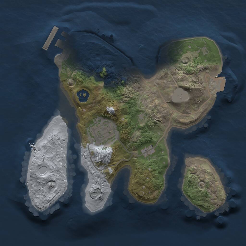 Rust Map: Procedural Map, Size: 1950, Seed: 2122, 3 Monuments
