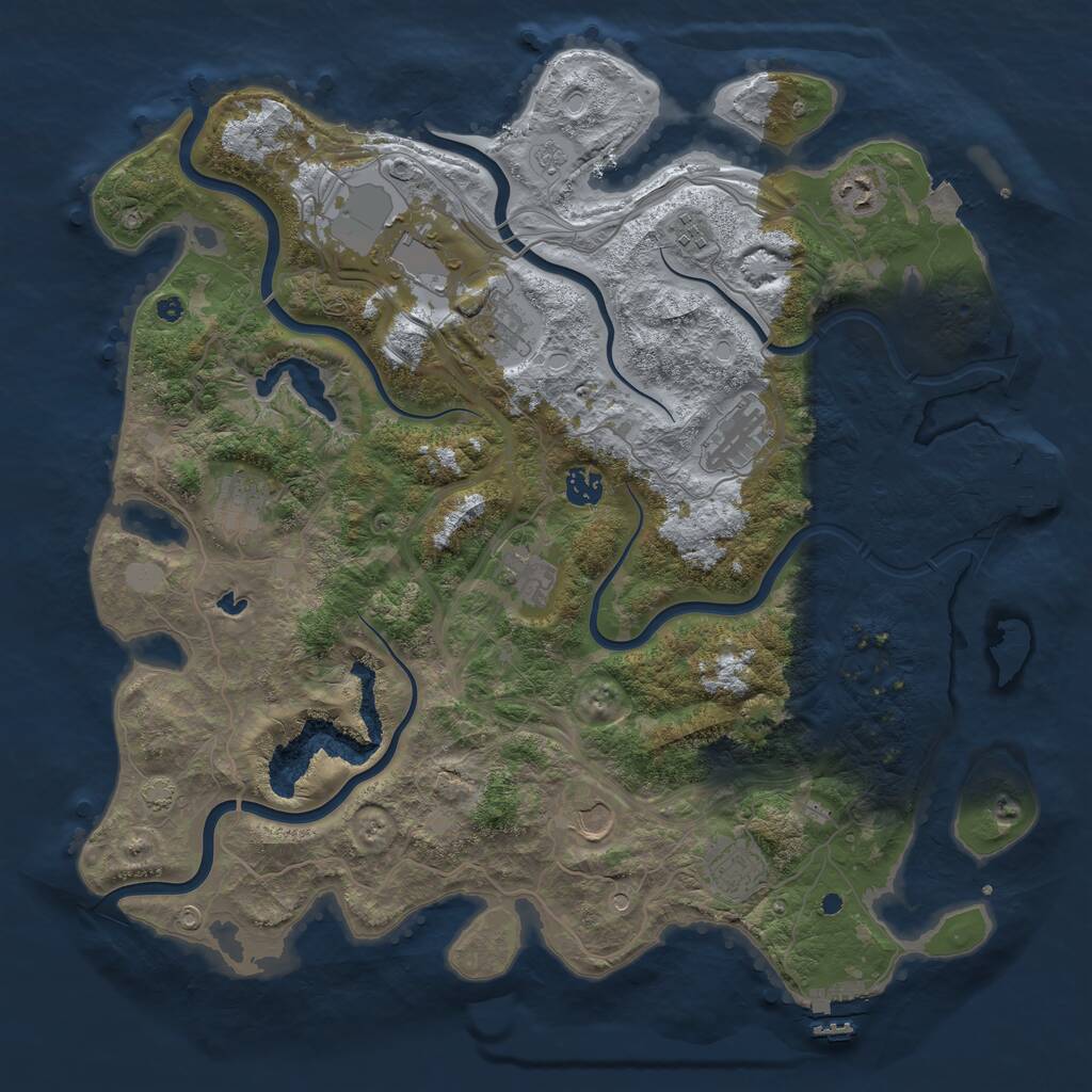 Rust Map: Procedural Map, Size: 4250, Seed: 1030290556, 16 Monuments