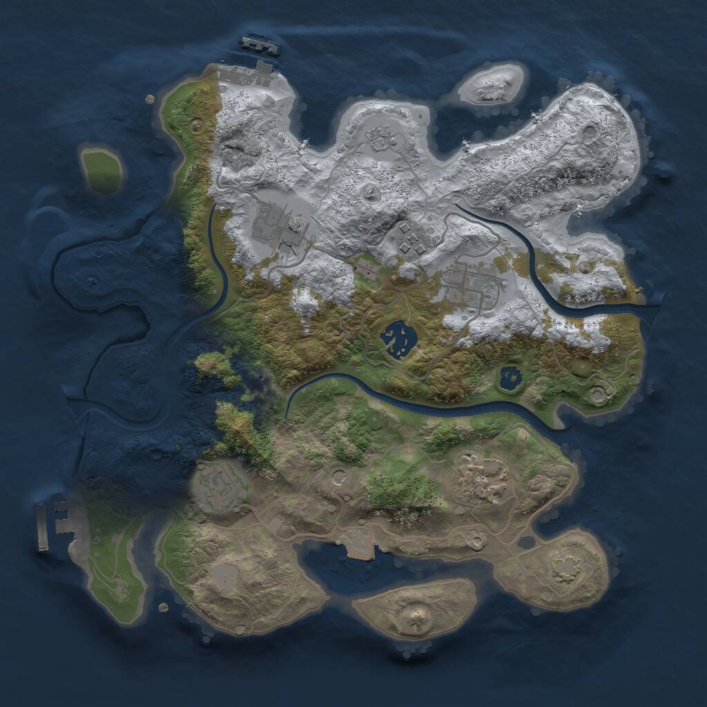 Rust Map: Procedural Map, Size: 3000, Seed: 910632727, 12 Monuments