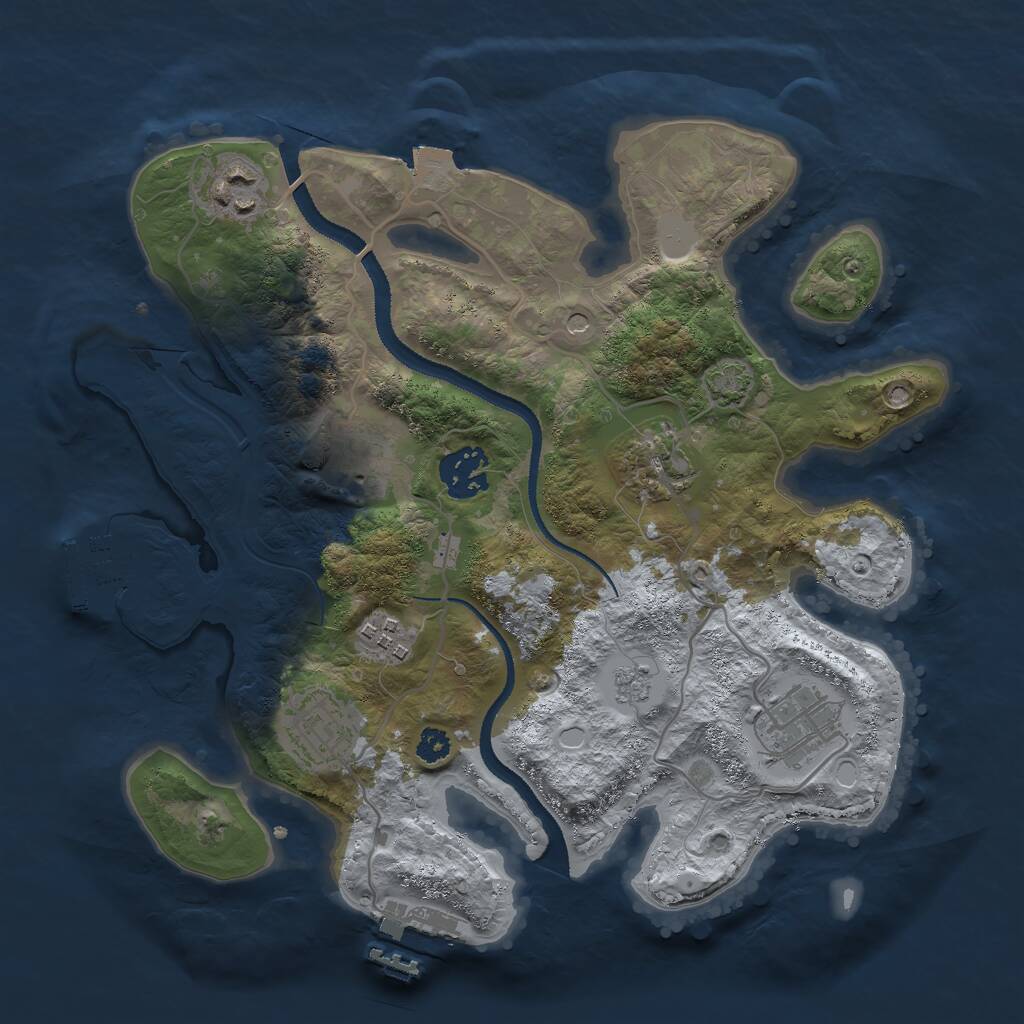 Rust Map: Procedural Map, Size: 3000, Seed: 2056591190, 13 Monuments
