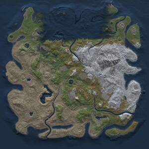Thumbnail Rust Map: Procedural Map, Size: 5000, Seed: 266001, 17 Monuments