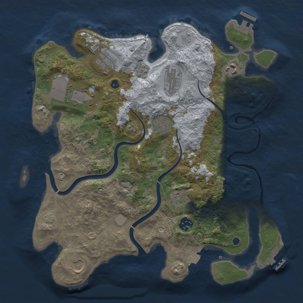 Rust Map: Procedural Map, Size: 3500, Seed: 13433639, 16 Monuments