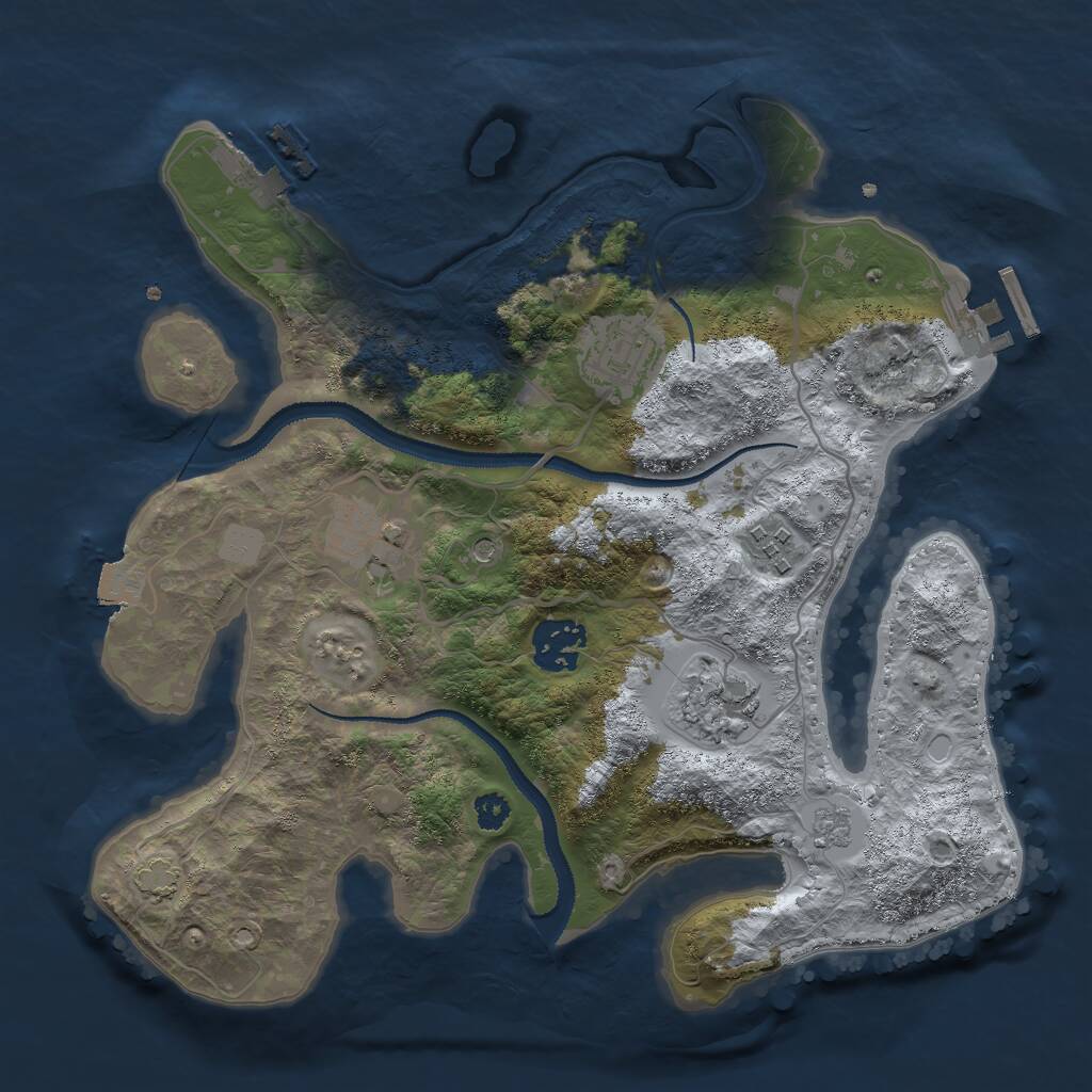 Rust Map: Procedural Map, Size: 3000, Seed: 20064, 11 Monuments
