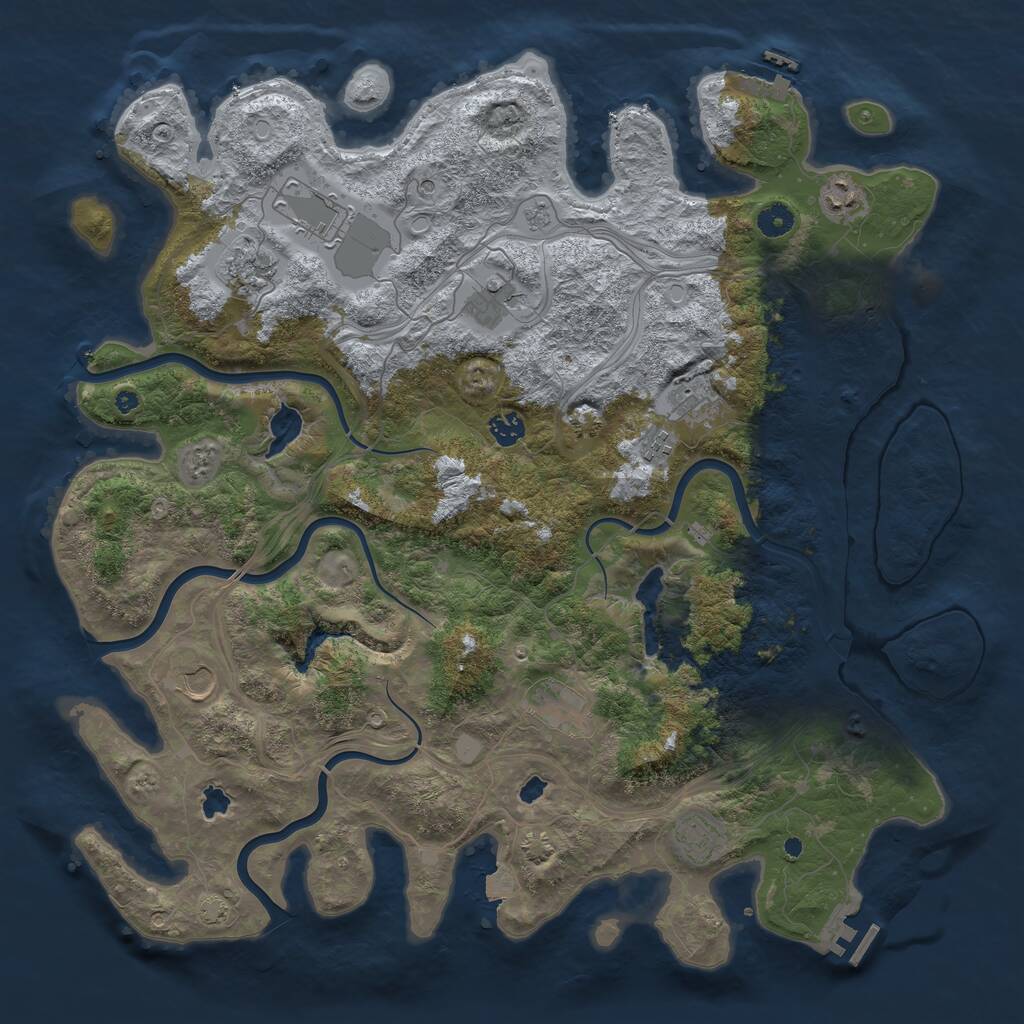 Rust Map: Procedural Map, Size: 4500, Seed: 610892205, 16 Monuments