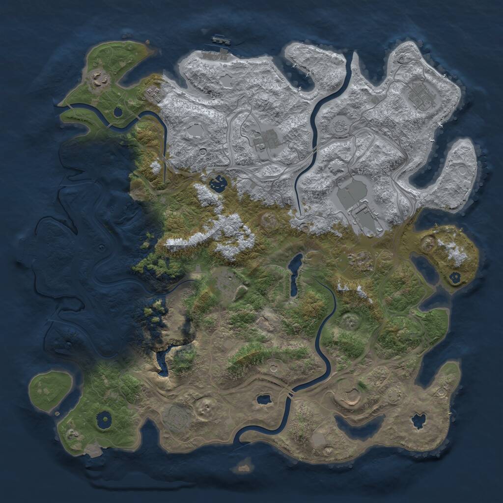 Rust Map: Procedural Map, Size: 4500, Seed: 1213334254, 16 Monuments